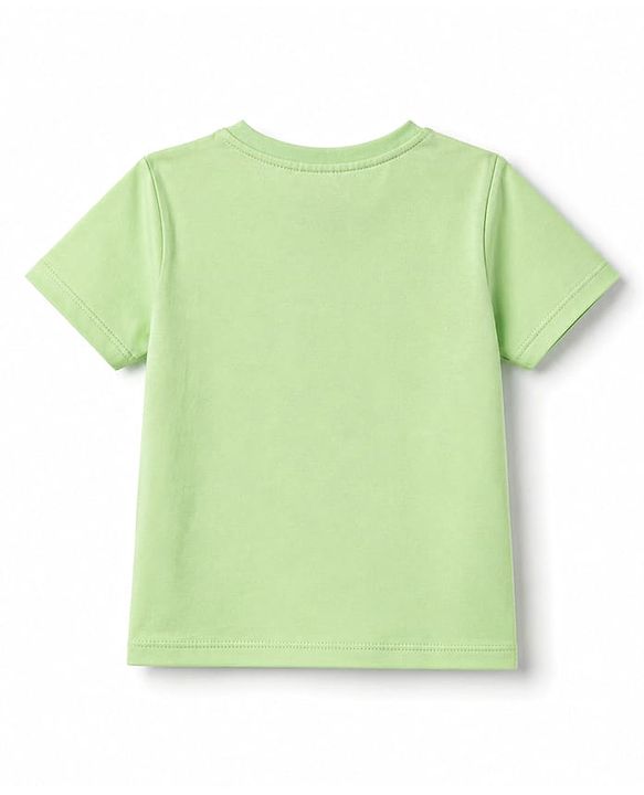 Babyhug 100% Cotton Knit T-Shirt Half Sleeves Bear Print Green 6-9 Months