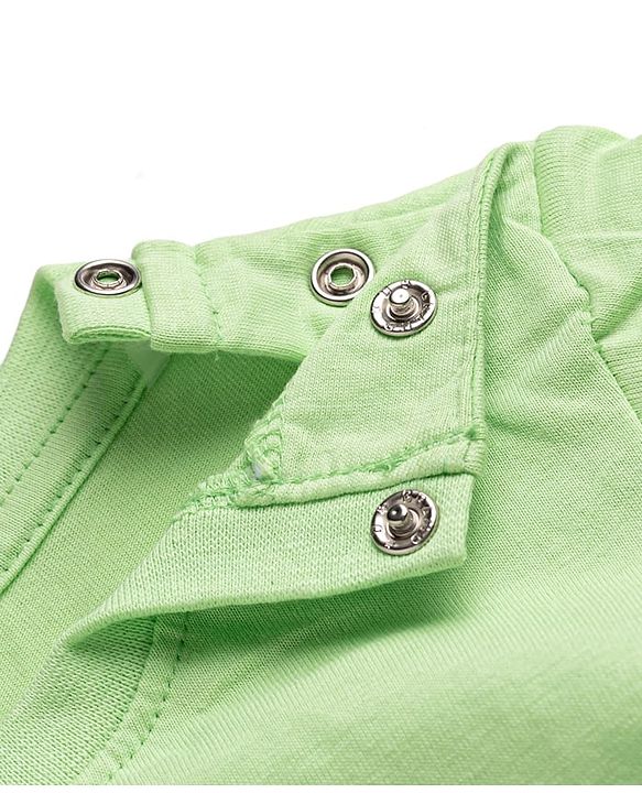 Babyhug 100% Cotton Knit T-Shirt Half Sleeves Bear Print Green 6-9 Months