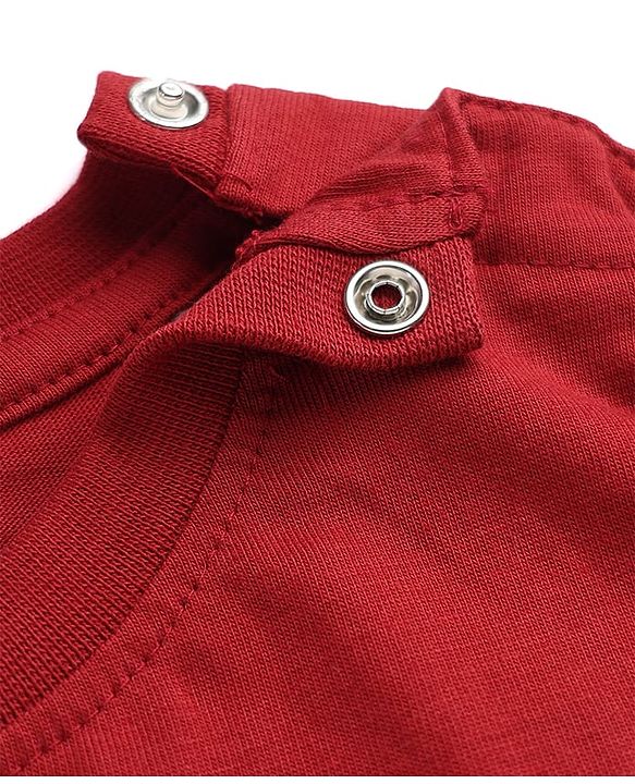 Babyhug 100% Cotton Knit Full Sleeves T-Shirt & Pyjama Night Suit with Bear & Moon Print - Red