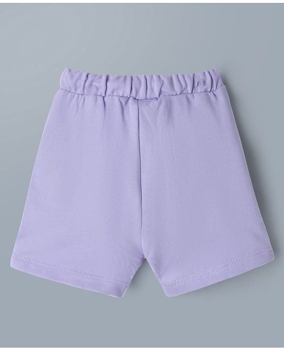 Babyhug Disney Single Jersey Knit Half Sleeves T-Shirt & Shorts Set with Minnie Mouse Graphics - White & Lavender