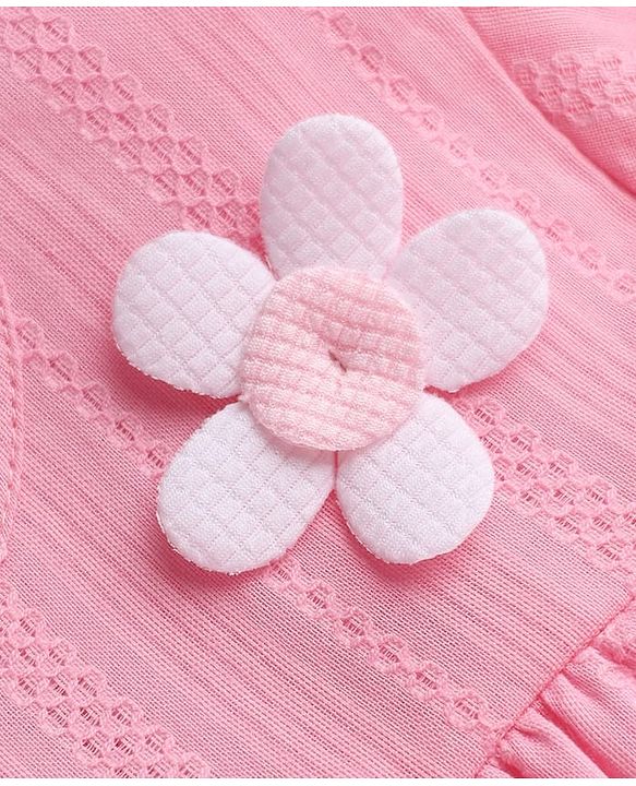 Babyhug 100% Cotton Woven Frock and Legging with Full Sleeves and Floral Applique in Pink for 2-3 Years