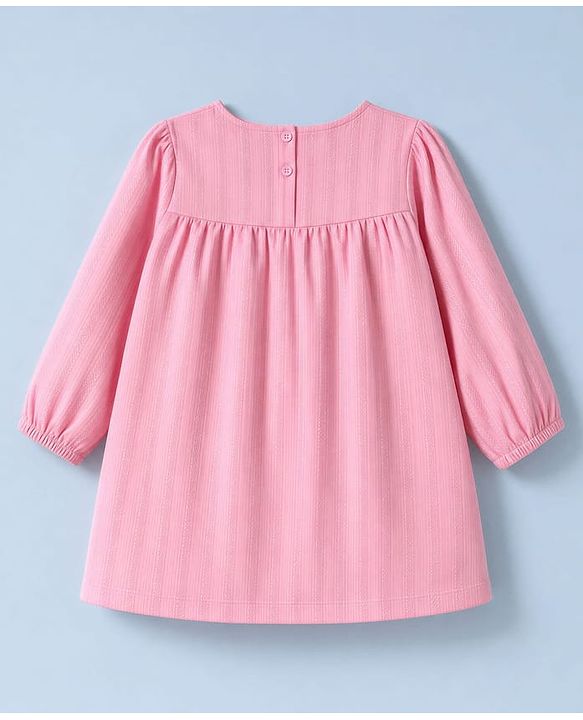 Babyhug 100% Cotton Woven Frock and Legging with Full Sleeves and Floral Applique in Pink for 2-3 Years