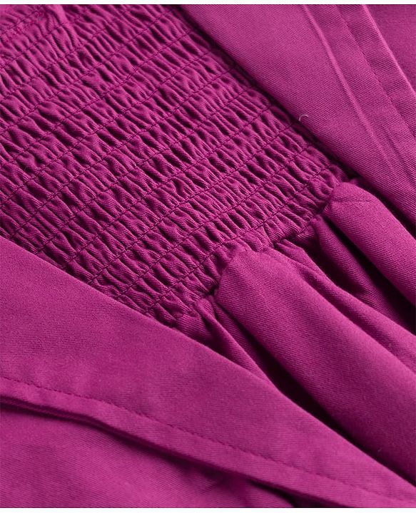 Babyhug Poplin Woven Full Sleeves Solid Frock With Jacket - Dark Pink