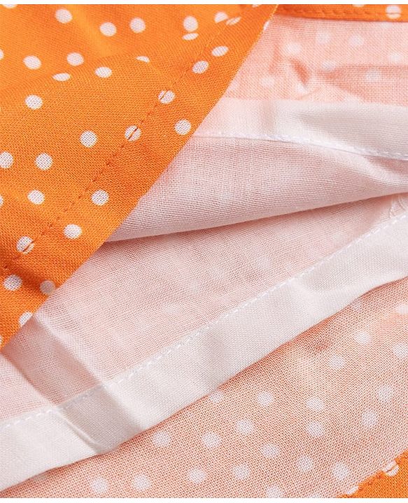 Babyhug Rayon Woven Full Sleeves Polka Dot Printed Dress - Orange