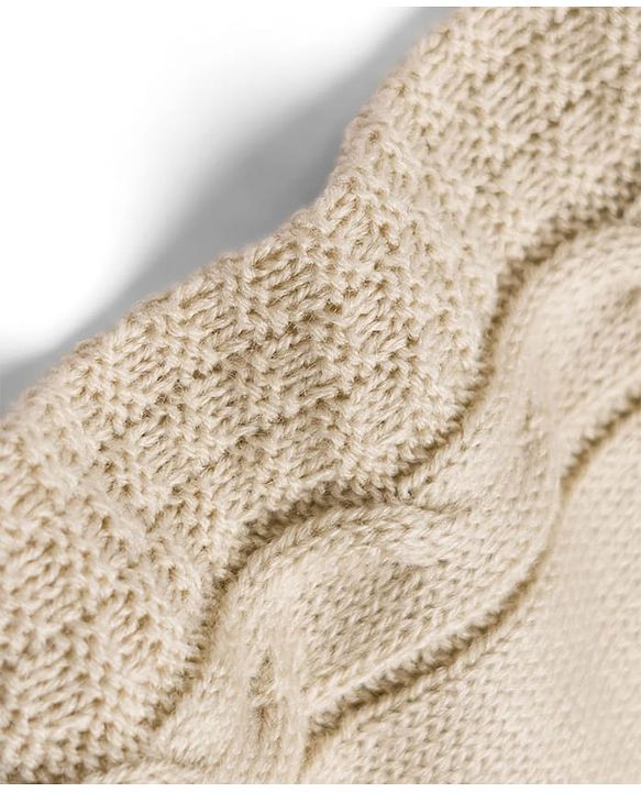 Babyhug Knit Full Length Woollen Bottom With Cable Knit Design - Cream