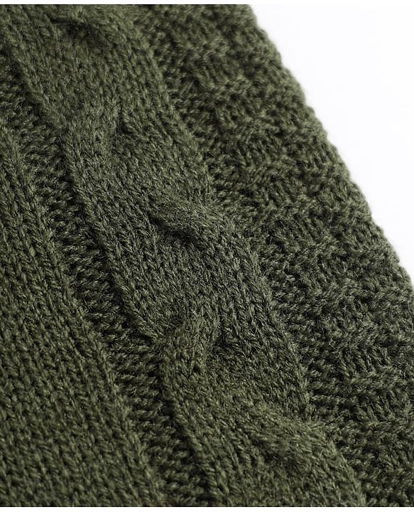 Babyhug Sweater Knit Full Length Woollen Pant With Cable Sweater Knit Design - Olive Green