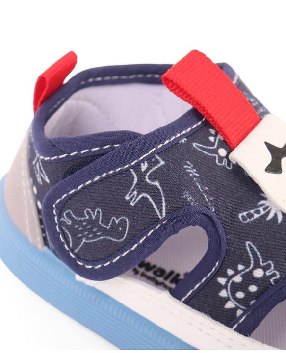 Cute Walk by Babyhug Velcro Closure Sandals With Dino Print - Navy Blue