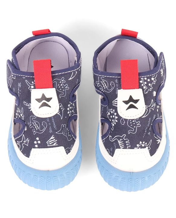Cute Walk by Babyhug Velcro Closure Sandals With Dino Print - Navy Blue