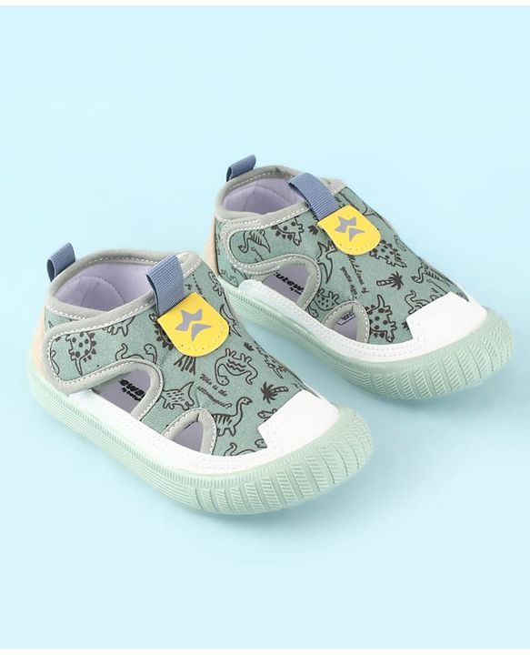 Cute Walk by Babyhug Velcro Closure Sandals With Dino Print - Navy Blue