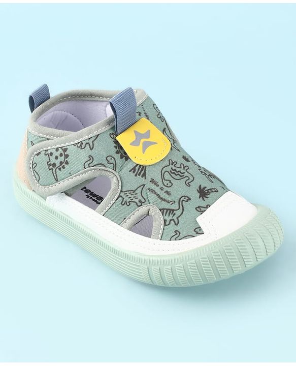 Cute Walk by Babyhug Velcro Closure Sandals With Dino Print - Navy Blue