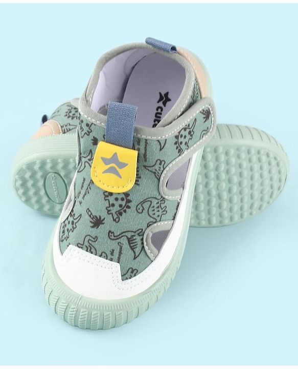 Cute Walk by Babyhug Velcro Closure Sandals With Dino Print - Navy Blue