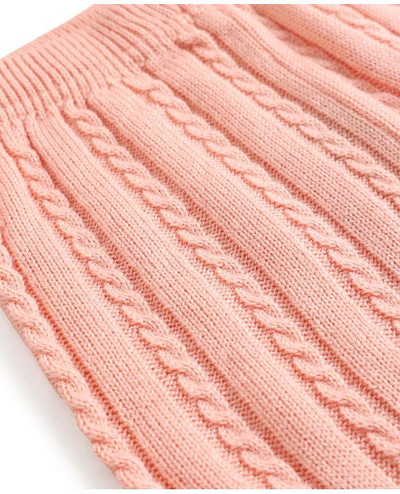 Babyhug Knit Full Length Solid Colour Cable Knit Designed Woolen Lounge Pant - Pink