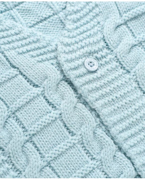 Babyhug Cable Knit Sleeveless Front Open Sweater - Sky blue