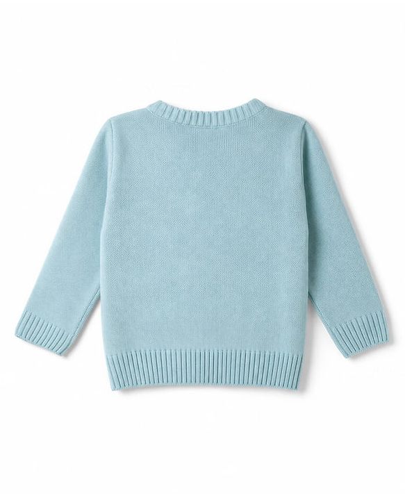 Babyhug Knit Full Sleeves Front Open Sweater Set With Cable Knit Design - Light Blue