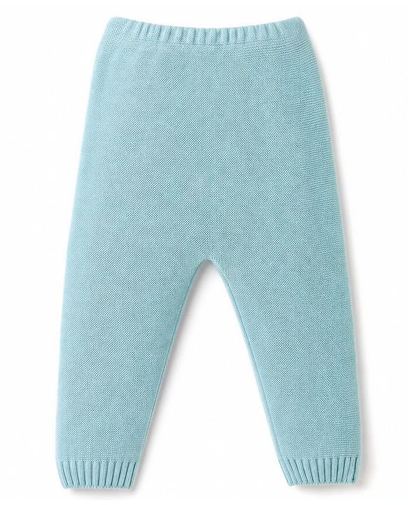 Babyhug Knit Full Sleeves Front Open Sweater Set With Cable Knit Design - Light Blue