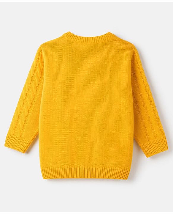 Babyhug Knit Full Sleeves Solid Sweater Set - Yellow