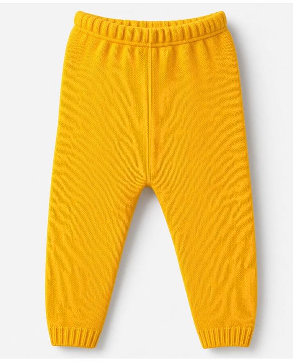 Babyhug Knit Full Sleeves Solid Sweater Set - Yellow