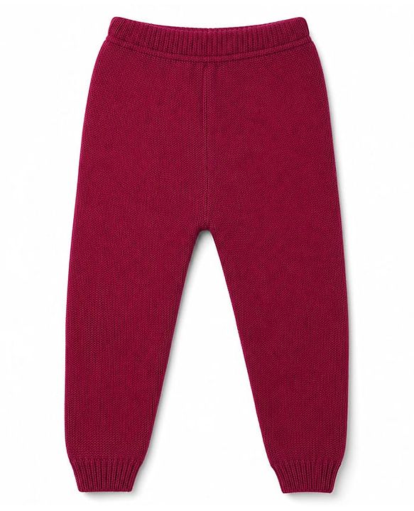 Babyhug Knit Full Sleeves Sweater Set With Cable Knit Design - Dark Pink