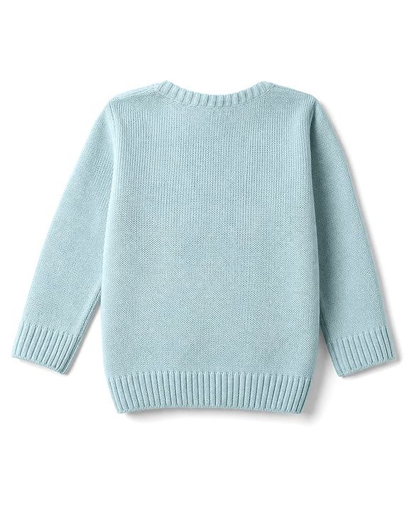 Babyhug Knit Full Sleeves Sweater Set with Cable Knit Design - Light Blue