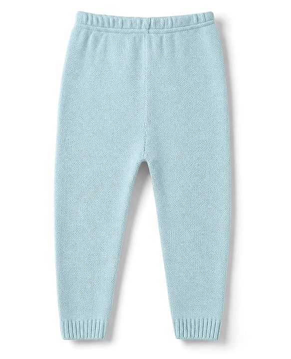 Babyhug Knit Full Sleeves Sweater Set with Cable Knit Design - Light Blue