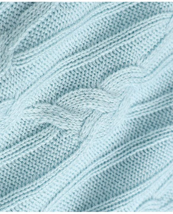Babyhug Knit Full Sleeves Sweater Set with Cable Knit Design - Light Blue