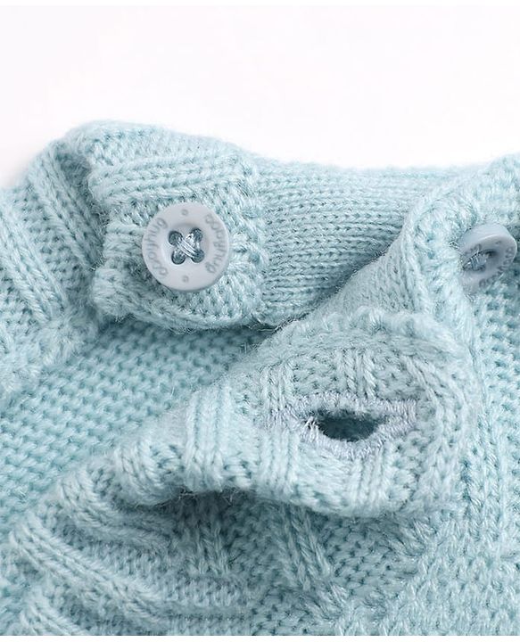 Babyhug Knit Full Sleeves Sweater Set with Cable Knit Design - Light Blue