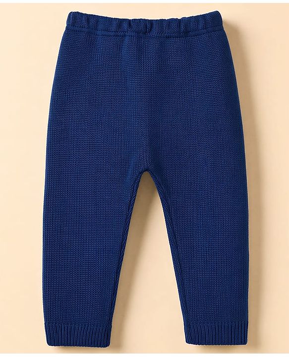 Babyhug Knit Full Sleeves Striped Sweater Set - Blue & White