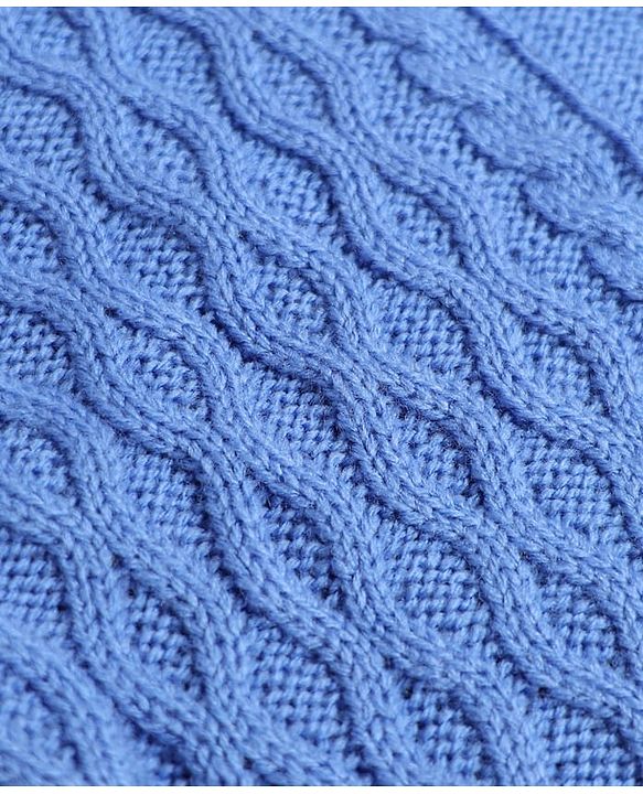 Babyhug Knit Sweater Sets with Full Sleeves and Cable Knit Design - Light Blue
