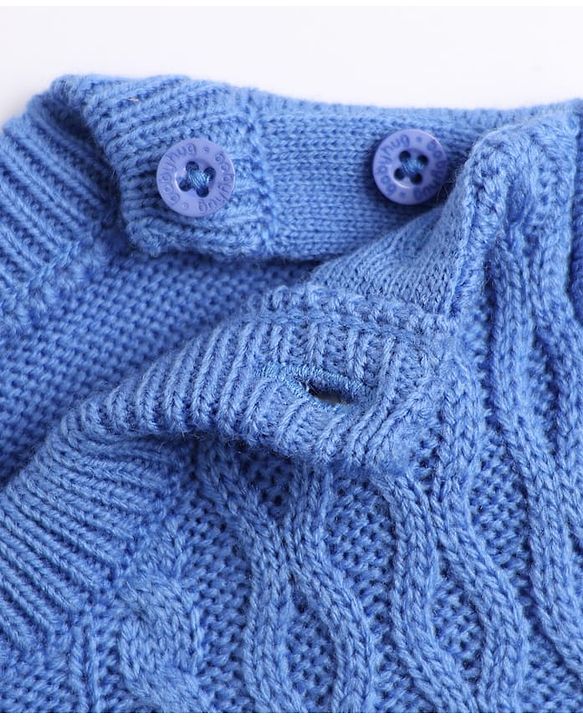 Babyhug Knit Sweater Sets with Full Sleeves and Cable Knit Design - Light Blue