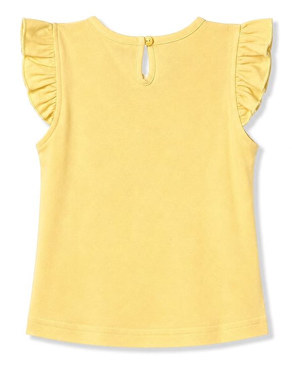 Babyhug 100% Cotton Knit Half Sleeves T-Shirt & Capri Night Suit Floral Print - Yellow