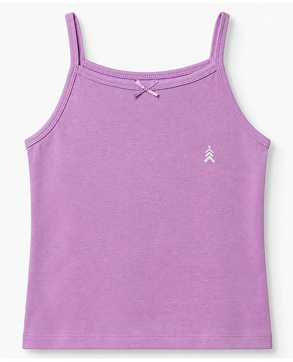 Pine Kids Cotton Lycra Knit Sleeveless Slips with Bow Applique Pack of 3 - Purple & Blue