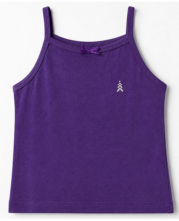 Pine Kids Cotton Lycra Knit Sleeveless Slips with Bow Applique Pack of 3 - Purple & Blue