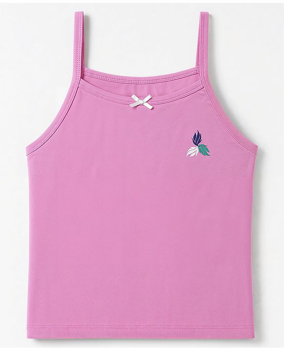 Pine Kids Cotton Lycra Knit Solid Slips With Floral Print Pack of 3 - Pink Neavy Blue