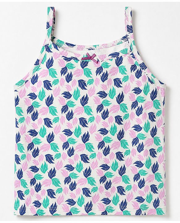 Pine Kids Cotton Lycra Knit Solid Slips With Floral Print Pack of 3 - Pink Neavy Blue