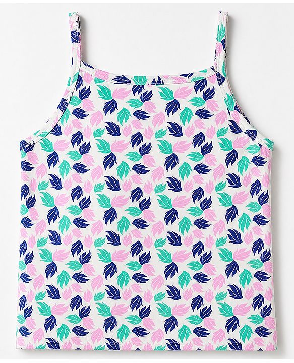 Pine Kids Cotton Lycra Knit Solid Slips With Floral Print Pack of 3 - Pink Neavy Blue