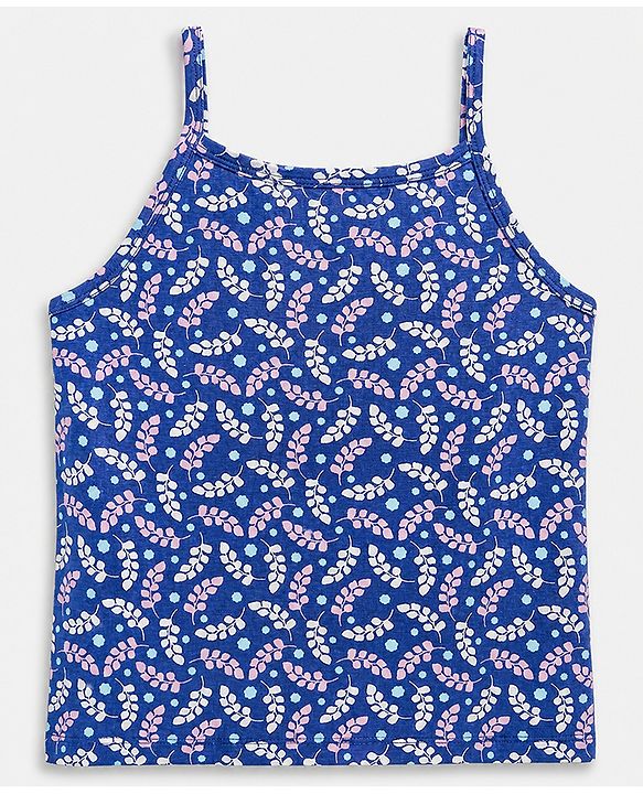 Pine Kids Cotton Lycra Knit Solid Slips With Floral Print Pack of 3 - Pink Neavy Blue