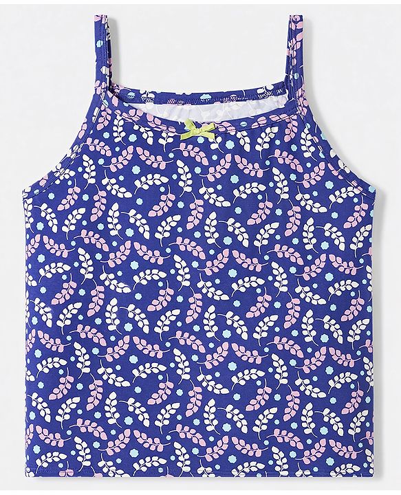Pine Kids Cotton Lycra Knit Solid Slips With Floral Print Pack of 3 - Pink Neavy Blue