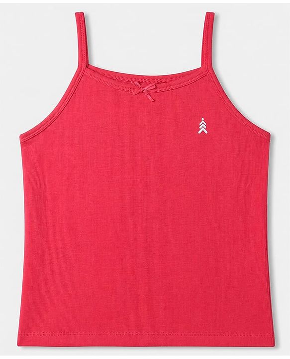 Pine Kids Cotton Lycra Knit Sleeveless Solid Slips Pack of 3 - Pink Red Grey