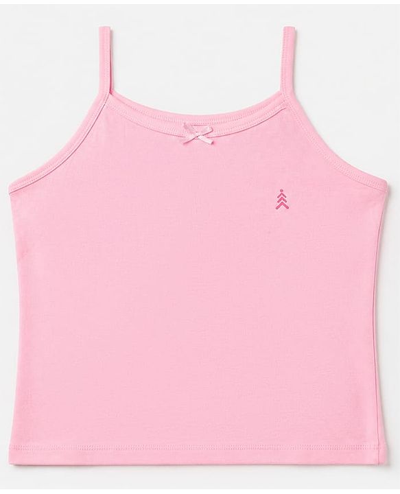 Pine Kids Cotton Lycra Knit Sleeveless Solid Slips Pack of 3 - Pink Red Grey