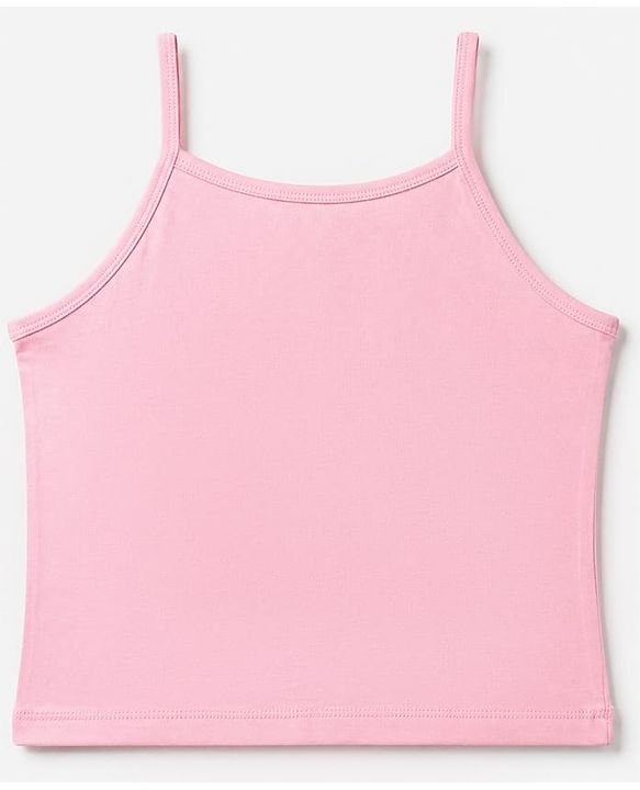 Pine Kids Cotton Lycra Knit Sleeveless Solid Slips Pack of 3 - Pink Red Grey
