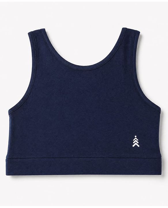 Pine Kids Cotton Lycra Knit Sleeveless Sports Bra with Brand Logo Print Assorted Pack of 3 - Yellow Grey & Blue