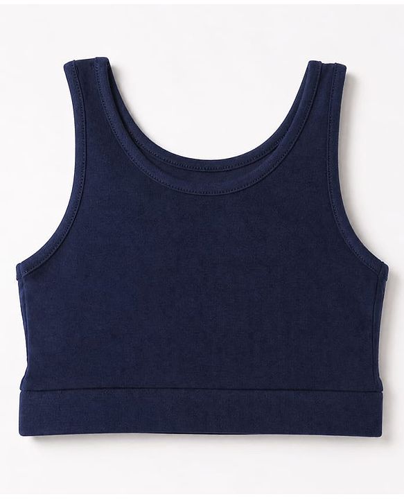 Pine Kids Cotton Lycra Knit Sleeveless Sports Bra with Brand Logo Print Assorted Pack of 3 - Yellow Grey & Blue