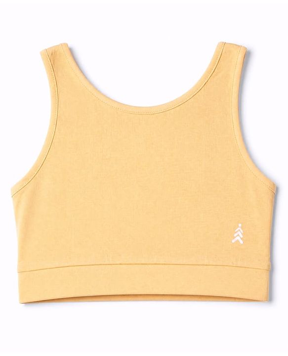 Pine Kids Cotton Lycra Knit Sleeveless Sports Bra with Brand Logo Print Assorted Pack of 3 - Yellow Grey & Blue