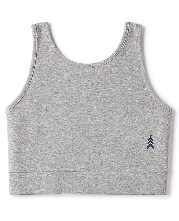 Pine Kids Cotton Lycra Knit Sleeveless Sports Bra with Brand Logo Print Assorted Pack of 3 - Yellow Grey & Blue