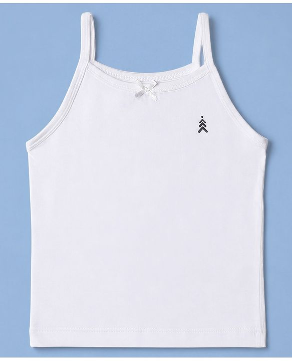 Pine Kids Cotton Lycra Knit Sleeveless Solid Slips Pack Of 3 - White