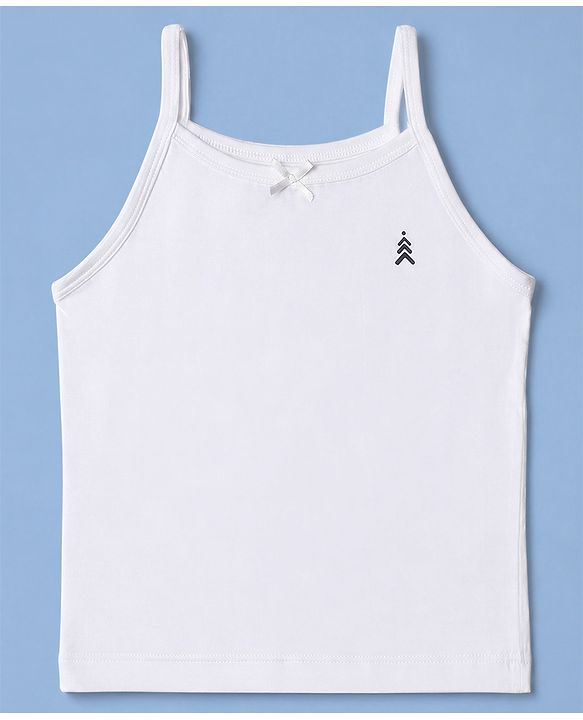 Pine Kids Cotton Lycra Knit Sleeveless Solid Slips Pack Of 3 - White