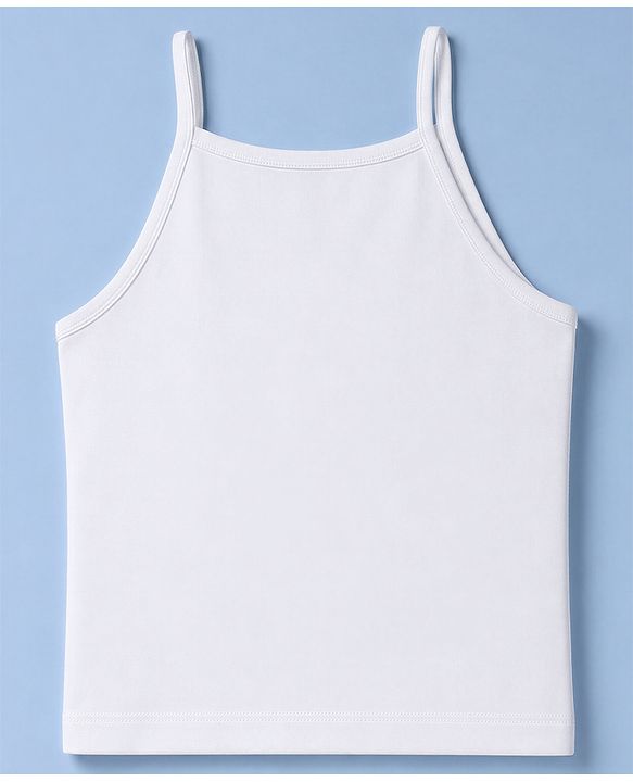 Pine Kids Cotton Lycra Knit Sleeveless Solid Slips Pack Of 3 - White
