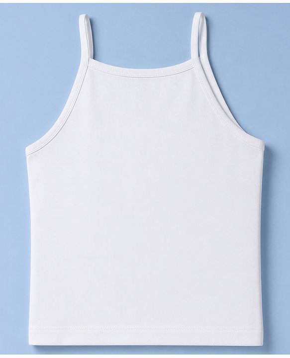 Pine Kids Cotton Lycra Knit Sleeveless Solid Slips Pack Of 3 - White