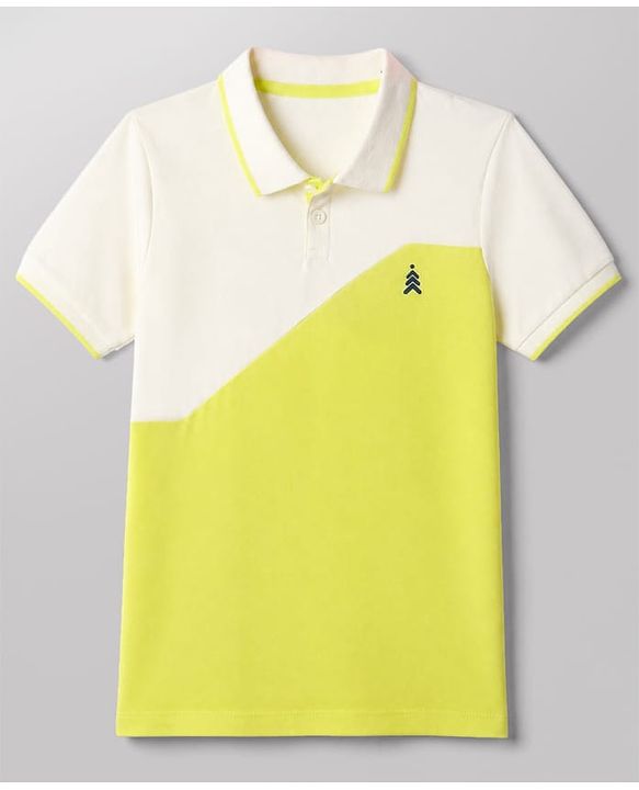 Pine Kids Cotton Knit Polo T-Shirt with Half Sleeves in Yellow