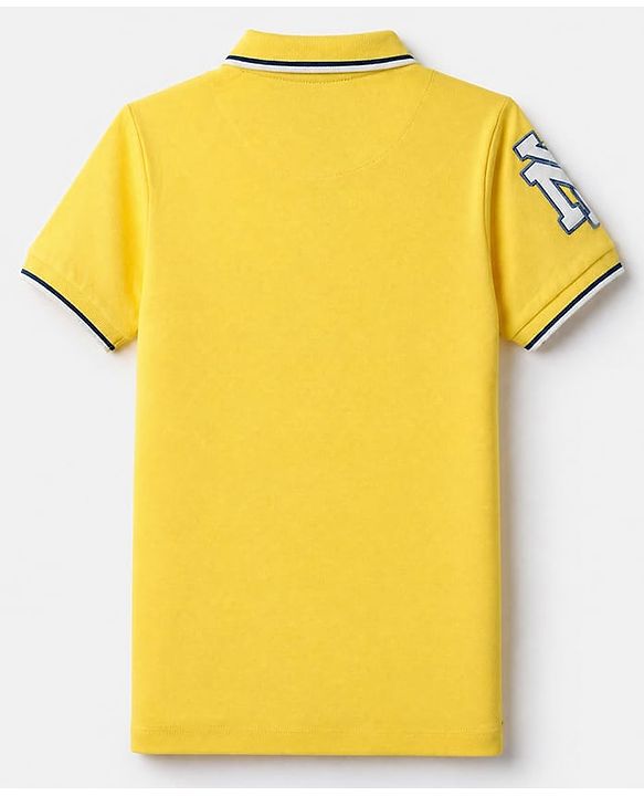 Pine Kids Cotton Knit Polo T-Shirts with Half Sleeves and Spirit Text Print in Yellow